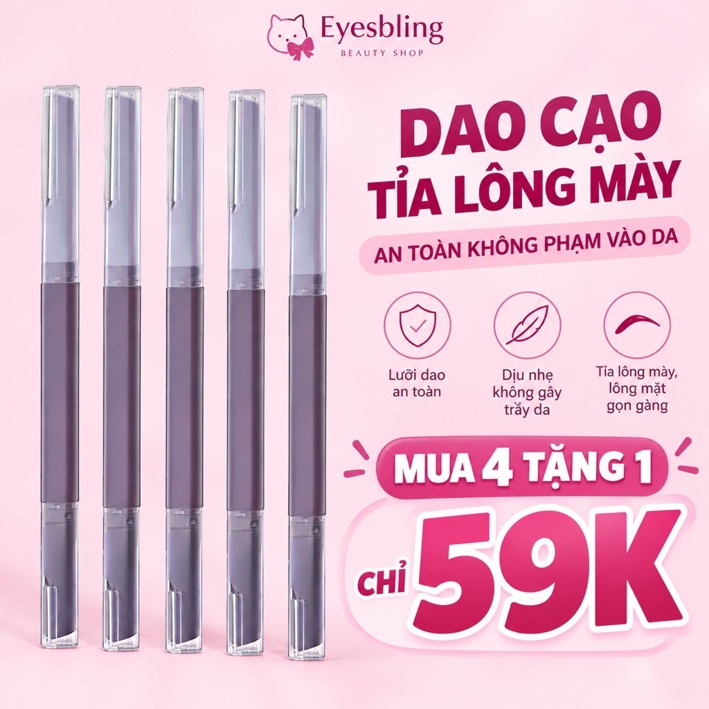 Dao tỉa lông mày 2 đầu Eyesbling, lưỡi siêu mỏng không rỉ có lưới macro không gây trầy xước an toàn khi sử dụng