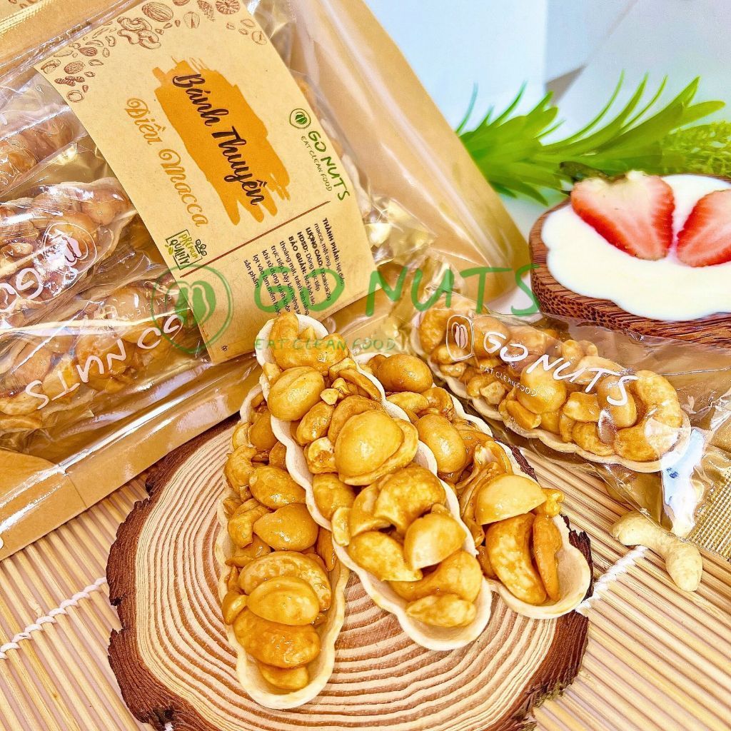 Bánh thuyền điều macca GO NUTS túi 250g, không đường hỗ trợ ăn kiêng bánh hạt ngũ cốc healthy