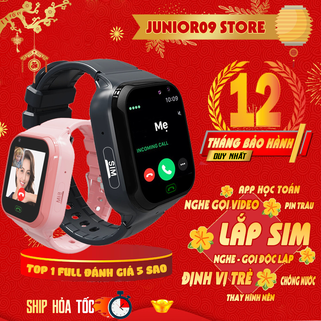 Đồng hồ thông minh Định vị Trẻ em Lắp sim Nghe gọi Video Call Chống nước cho bé trai bé gái JUNIOR09 WATCH KID MINI 2026