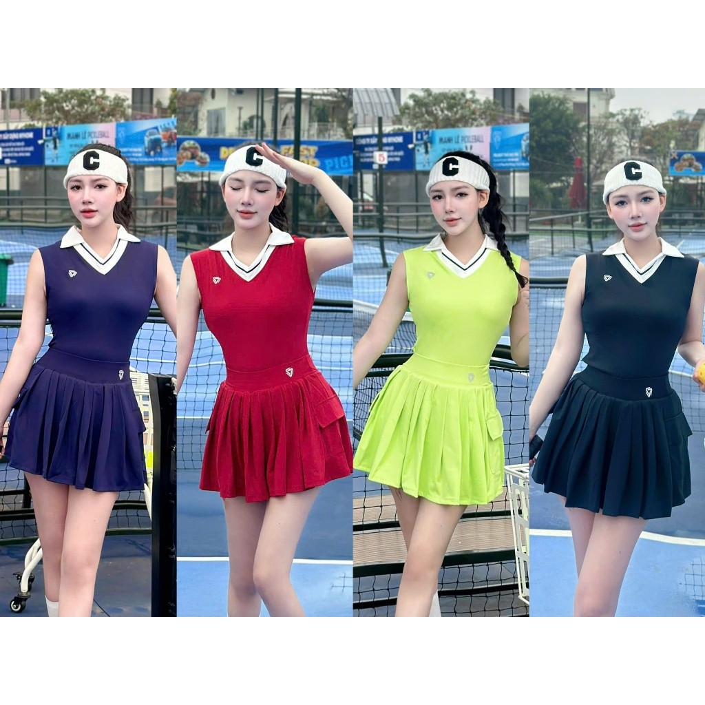 [ PICKLEBALL NEW] SET thể thao nữ QC chơi PICKLEBALL GOLF TENNIS CẦU LÔNG...