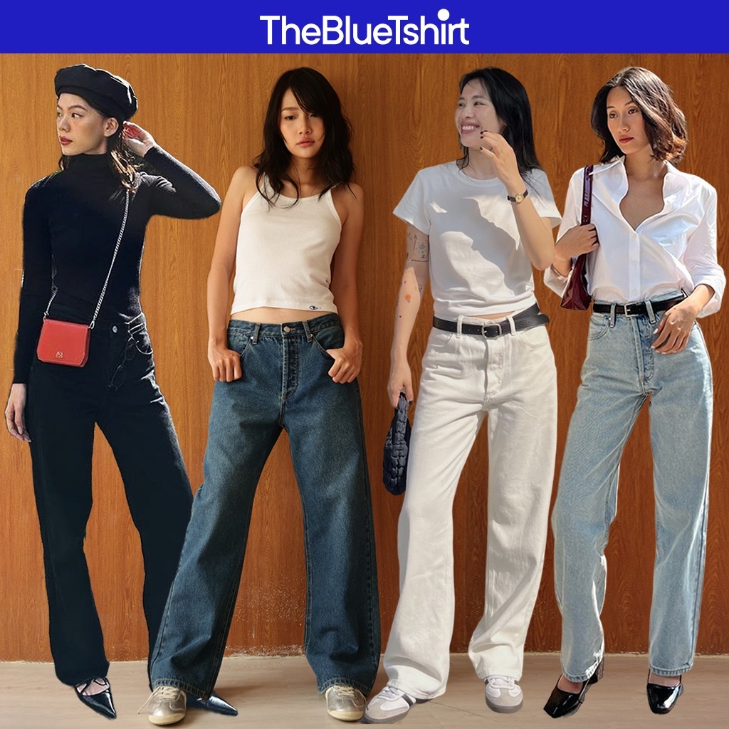 TheBlueTshirt - Quần jeans lưng cao ống suông có nhiều màu cho nữ - The Original Grandpa Jeans - Women