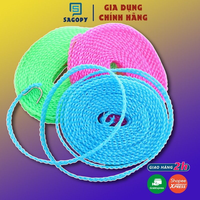 Dây phơi quần áo, giàn phơi đồ thông minh dài 3-5m không cần sào có lỗ móc tiện lợi