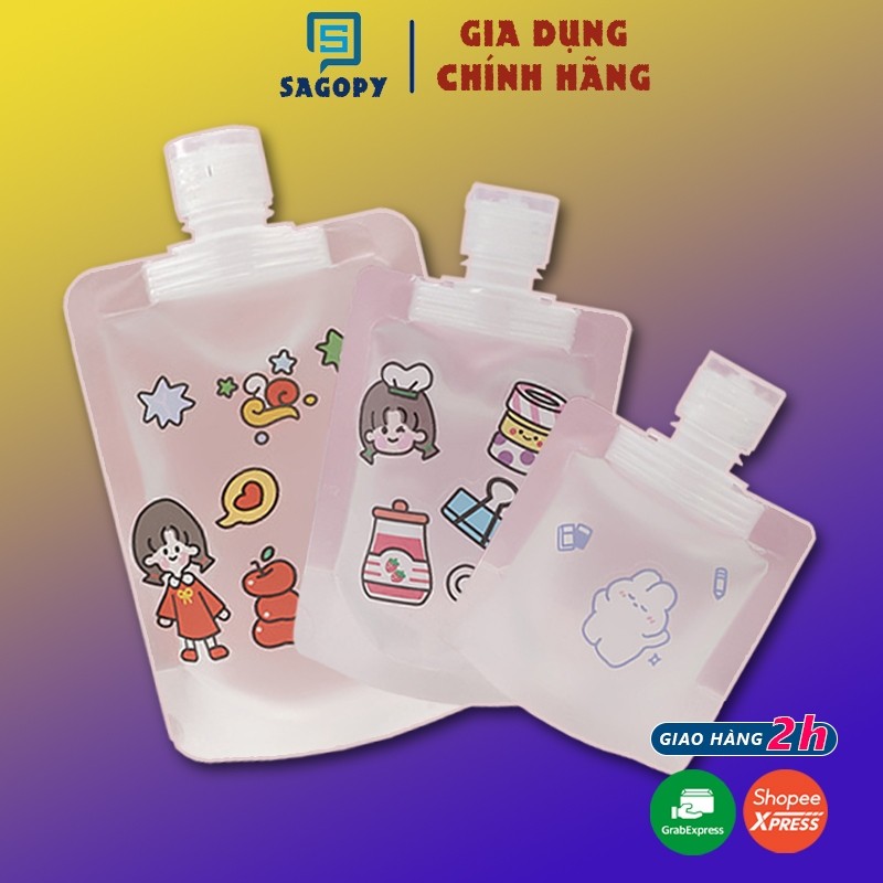 Bộ túi chiết mỹ phẩm du lịch, sữa tắm, dầu gội 30ml/50ml/100ml, tuýp đựng dung dịch tái sử dụng