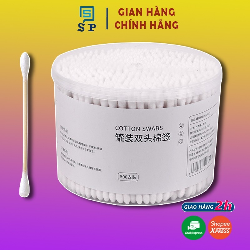Bông tăm ngoáy tai sơ sinh trẻ em thân gỗ tre, tăm bông ráy tai vệ sinh cho bé S P