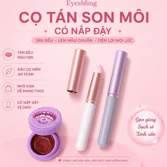 Cọ tán son môi che khuyết điểm mềm mịn có nắp vệ sinh