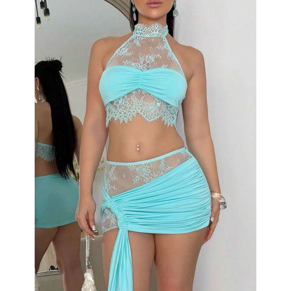 [Order] (Lùi Size)Set Body 2 Món Áo Cổ Yếm Và Chân Váy Phối Ren Sang Trọng Phù Hợp Tiệc Tùng, Đám Cưới.