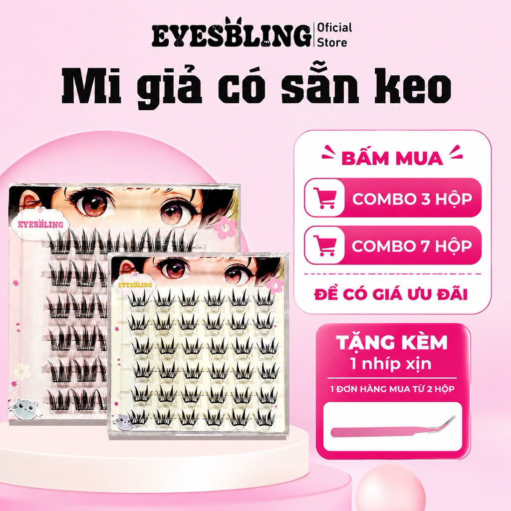 [LINK HOẢ TỐC] Mi giả sẵn keo Eyesbling chỉ dễ gắn, tiện lợi, tái sử dụng được nhiều lần