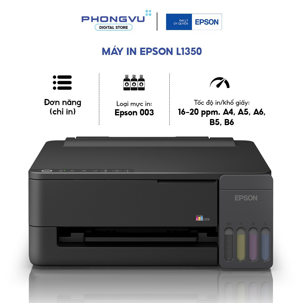 Máy In Phun Màu Epson EcoTank L1250 / L1350 - In Đơn Năng - Kết Nối Wi-Fi Direct - BH 24 Tháng