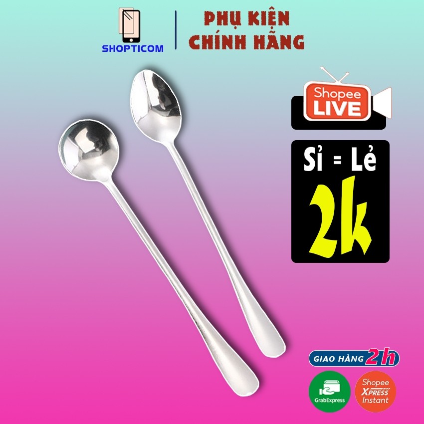 Combo 5/10 muỗng inox cao cấp ăn cơm, cafe, thìa inox dày dặn cán dài