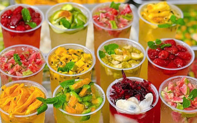 Trà Trái Cây Vũ Gia - Hoa Quả Lắc Xí Muội, Hoa Quả Dầm & Xôi Xoài Mít Cốt Dừa