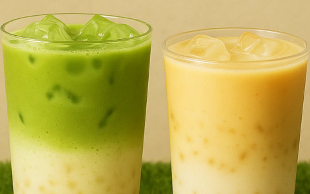 Green Frappe - Matcha & Trà Sữa Quả Tươi - Nơ Trang Long