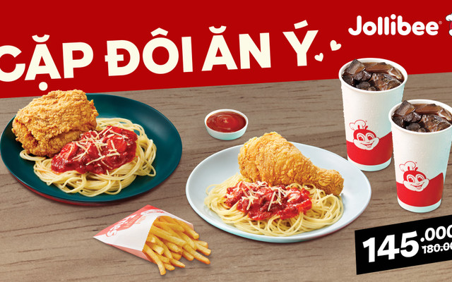 Gà rán và Mì Ý - Jollibee - Hoa Sứ